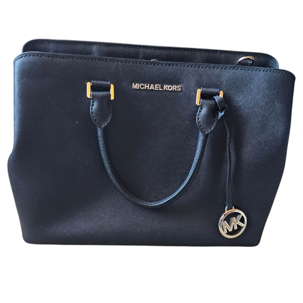 MICHAEL KORS BLACK LEATHER SAFFIANO BLUE NWOT